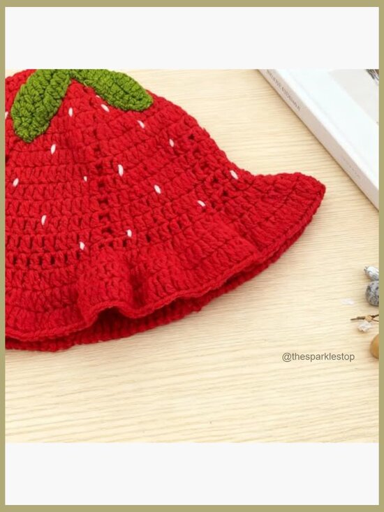 Crochet Bucket Hat with Ruffles Brim Handmade Acrylic Yarn